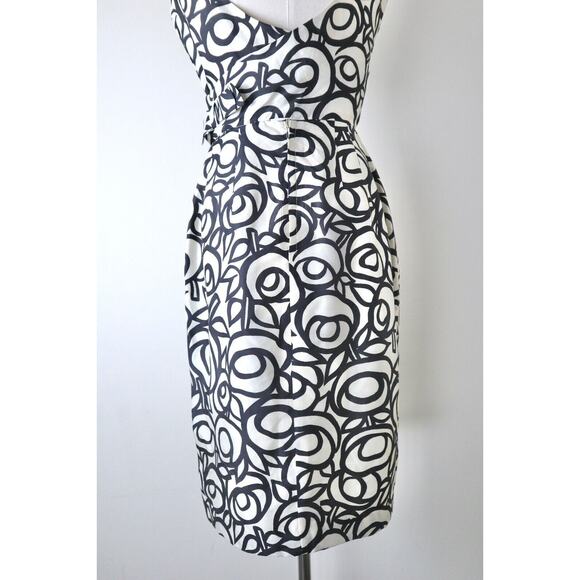Vintage 1950s Size XXS Silk Low Back Sheath Dress Abstract Floral Novelty Print - Picture 9 of 10